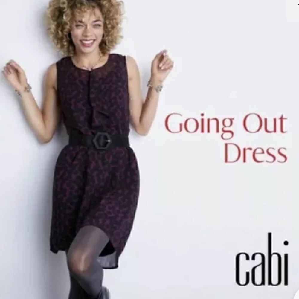 CAbi 3876 Going Out Dress Geometric Print Purple Sugar Plum Size XS EUC